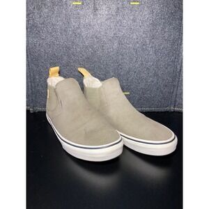 Vans Slip-On Mid Suede Sunflower Embroidered Sherpa Lined Boots Olive Grey Women